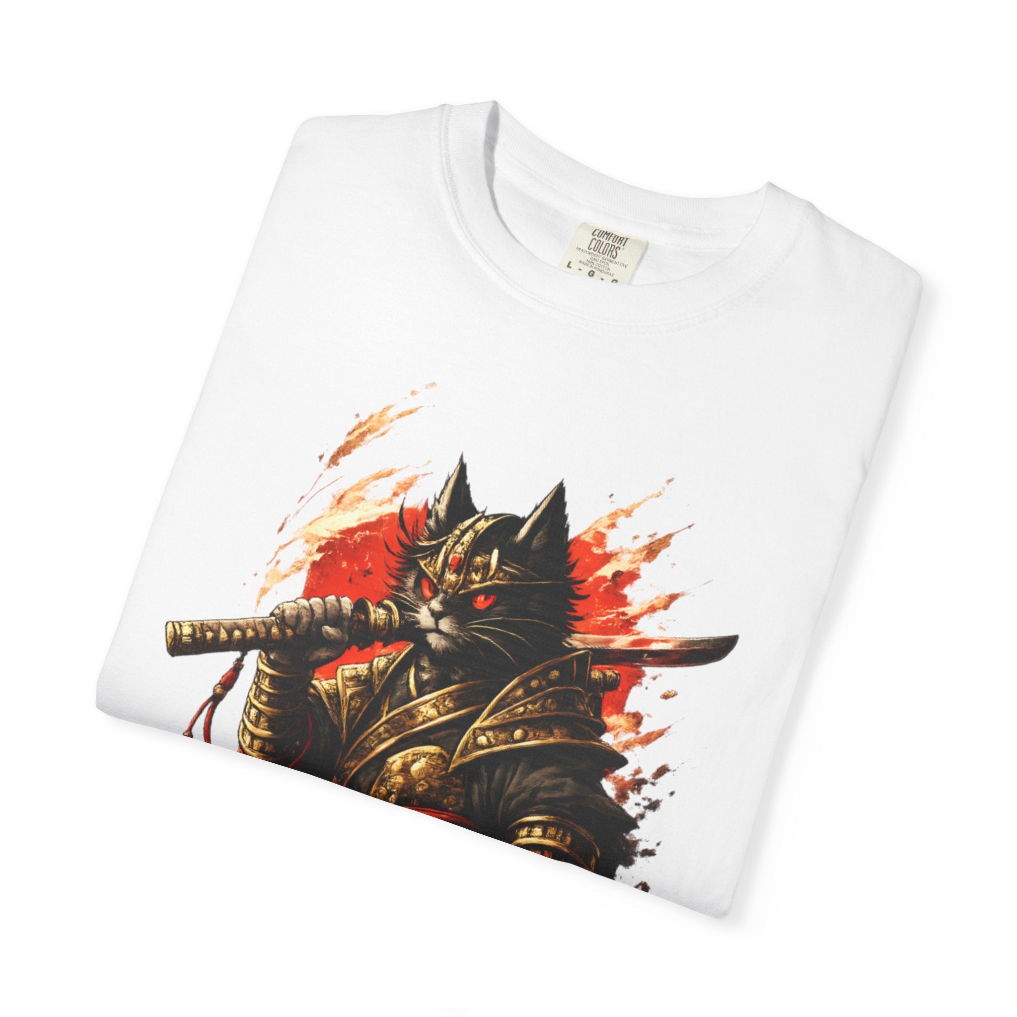 Samurai Cat T-Shirt — Warrior Kitsune Graphic Tee