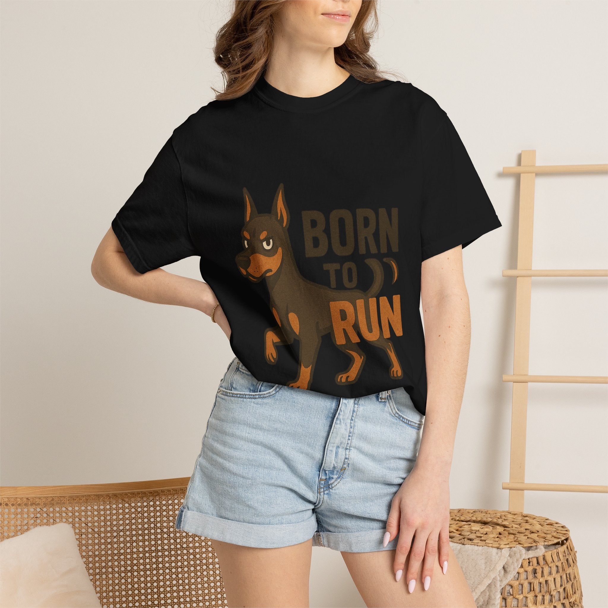 T-Shirt — "Born to Run" Doberman Graphic Tee