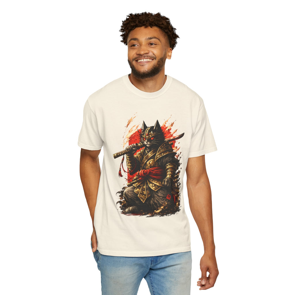 Samurai Cat T-Shirt — Warrior Kitsune Graphic Tee