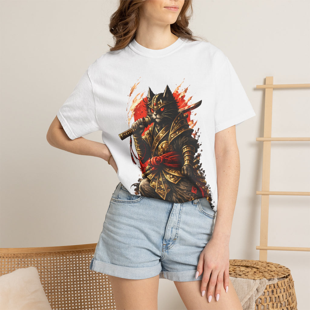 Samurai Cat T-Shirt — Warrior Kitsune Graphic Tee