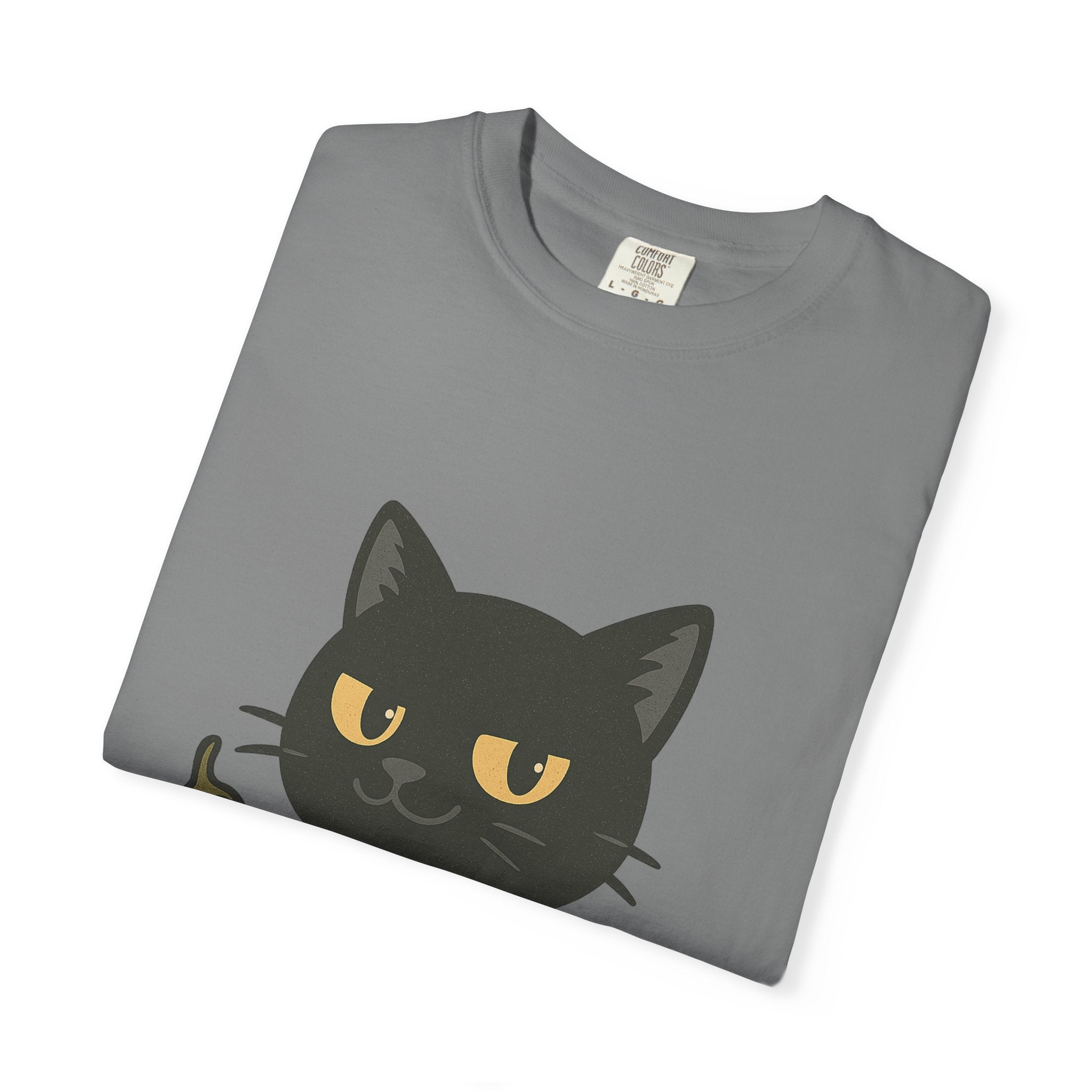 Black Cat Holding Hot Sauce T-Shirt — Cute Spicy Cat Graphic Tee