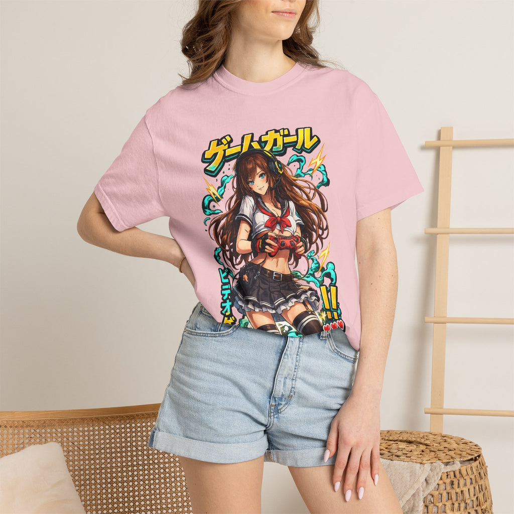 Anime Game Girl T-Shirt — Japanese Sailor Schoolgirl Graphic Tee