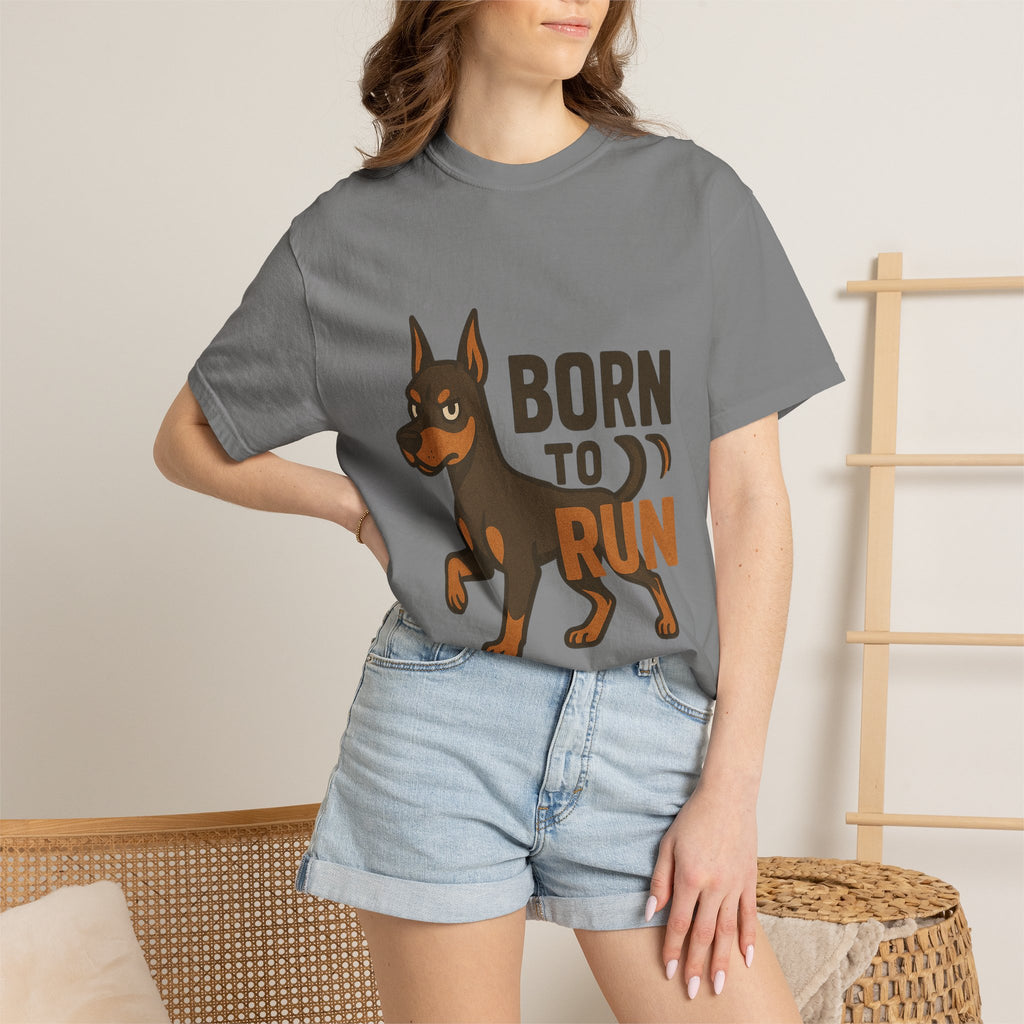 T-Shirt — "Born to Run" Doberman Graphic Tee