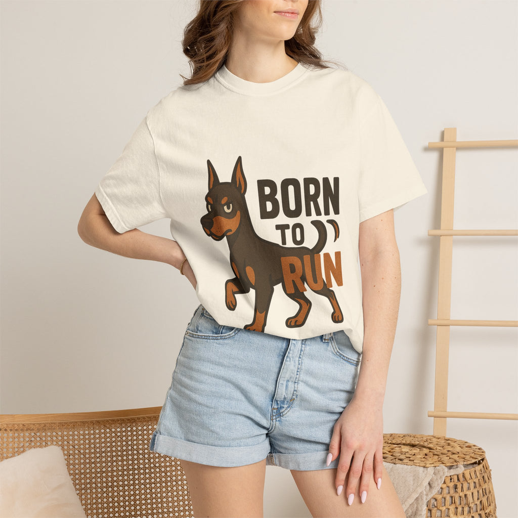 T-Shirt — "Born to Run" Doberman Graphic Tee