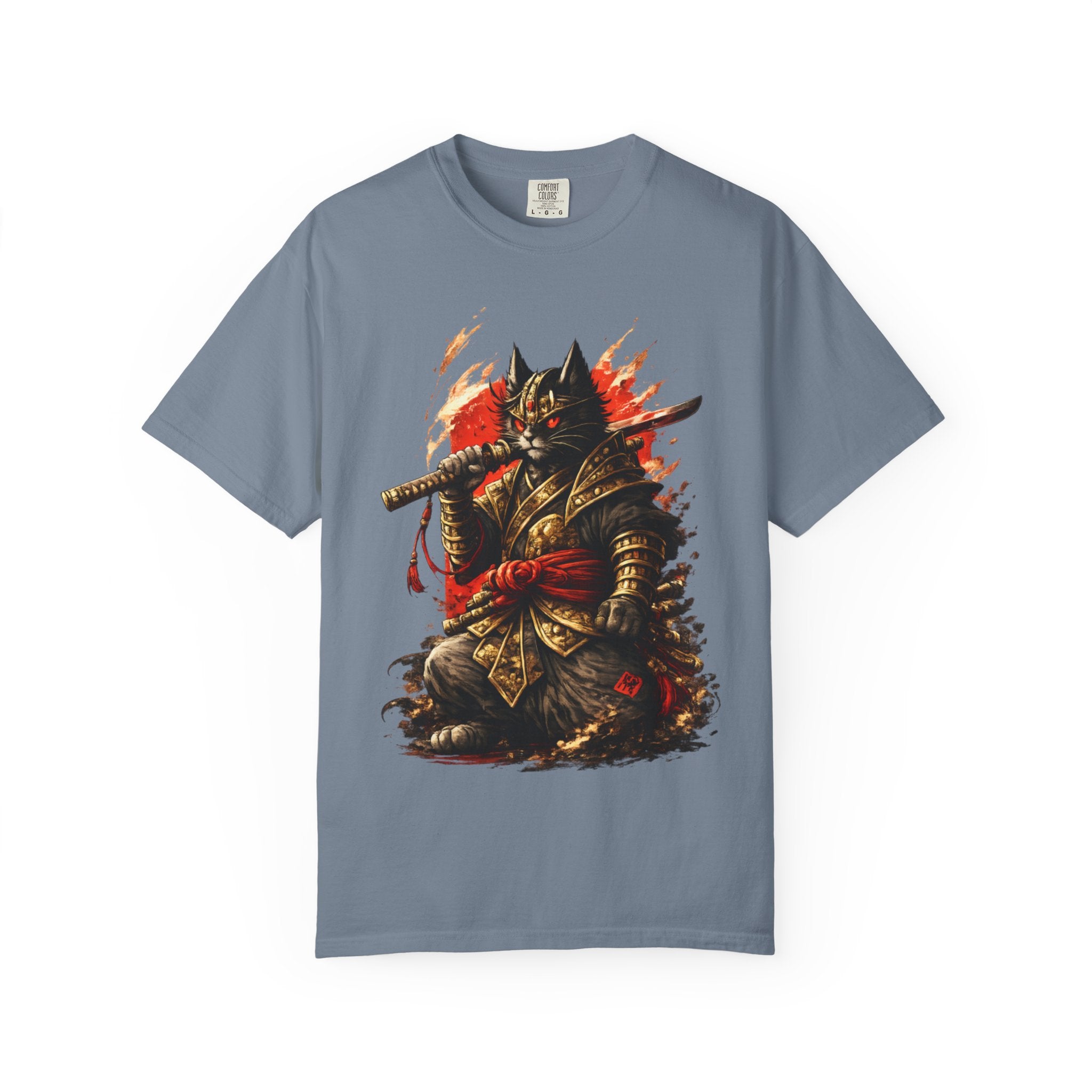 Samurai Cat T-Shirt — Warrior Kitsune Graphic Tee