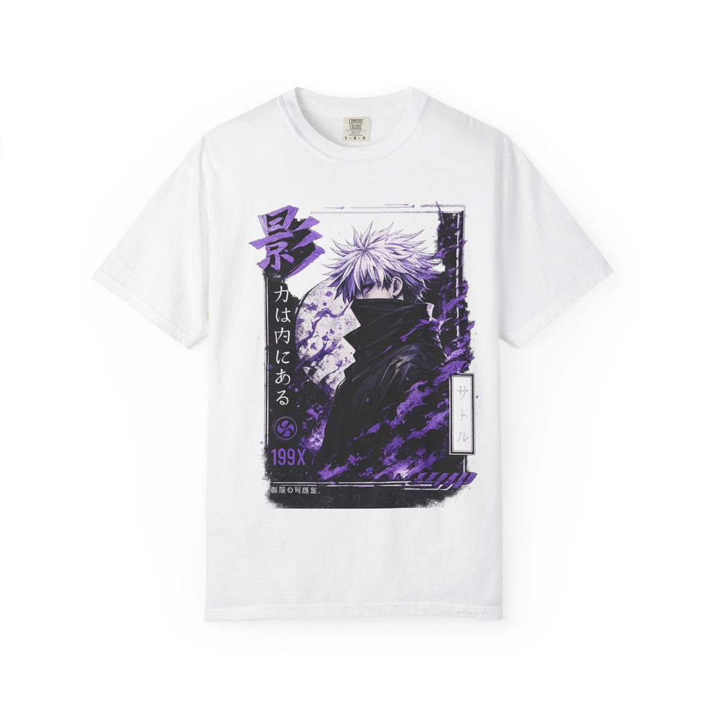 Anime Shadow Graphic T-Shirt — Purple Manga Character Tee