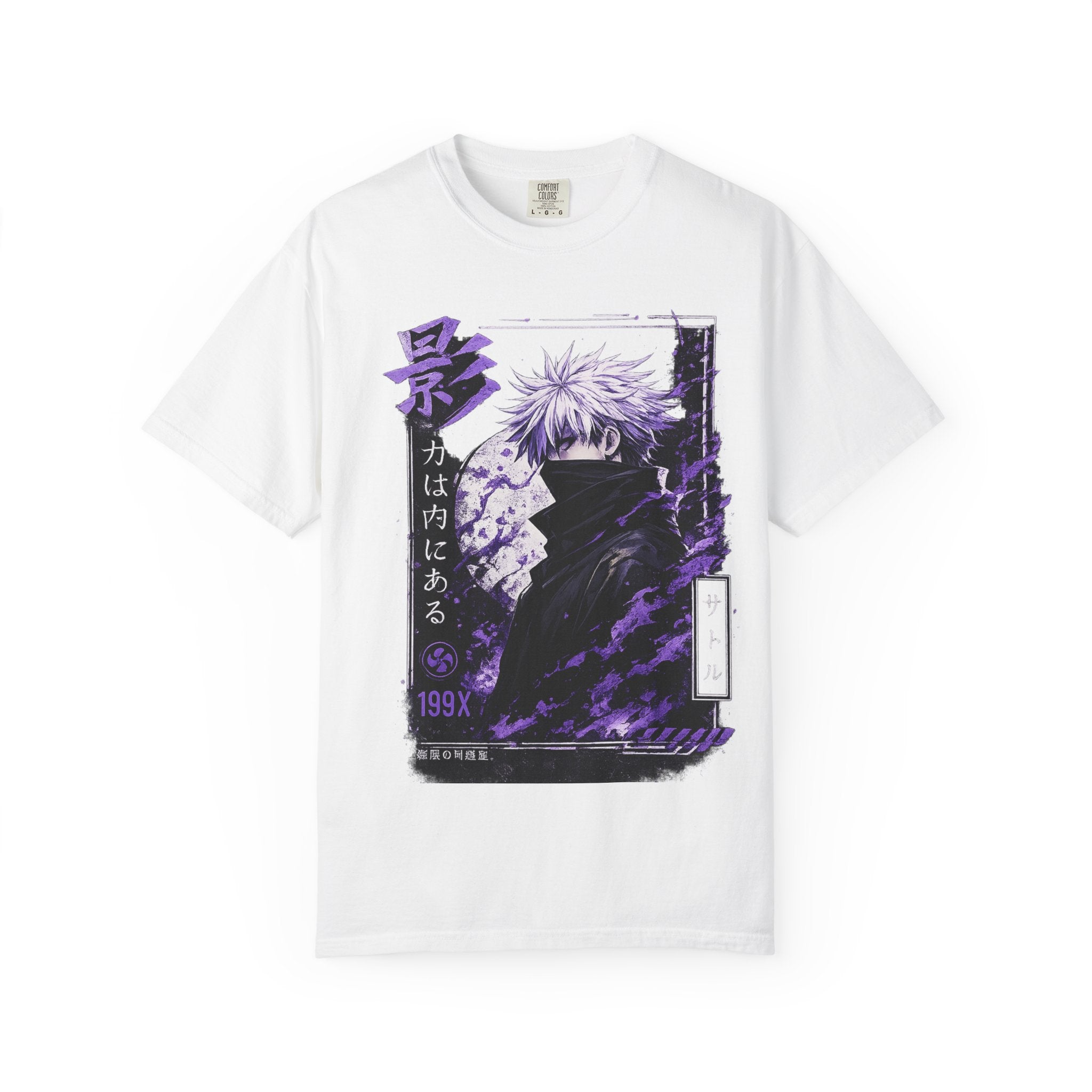 Anime Shadow Graphic T-Shirt — Purple Manga Character Tee