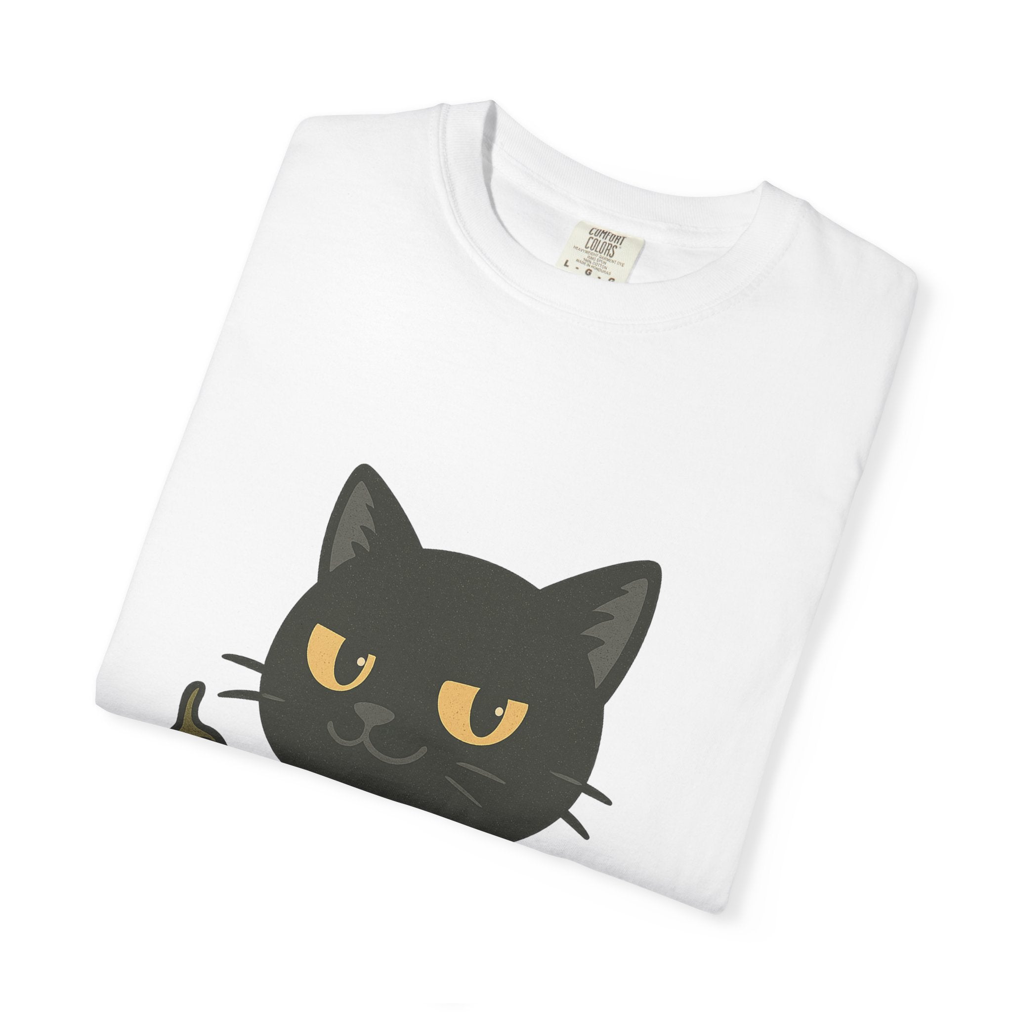 Black Cat Holding Hot Sauce T-Shirt — Cute Spicy Cat Graphic Tee