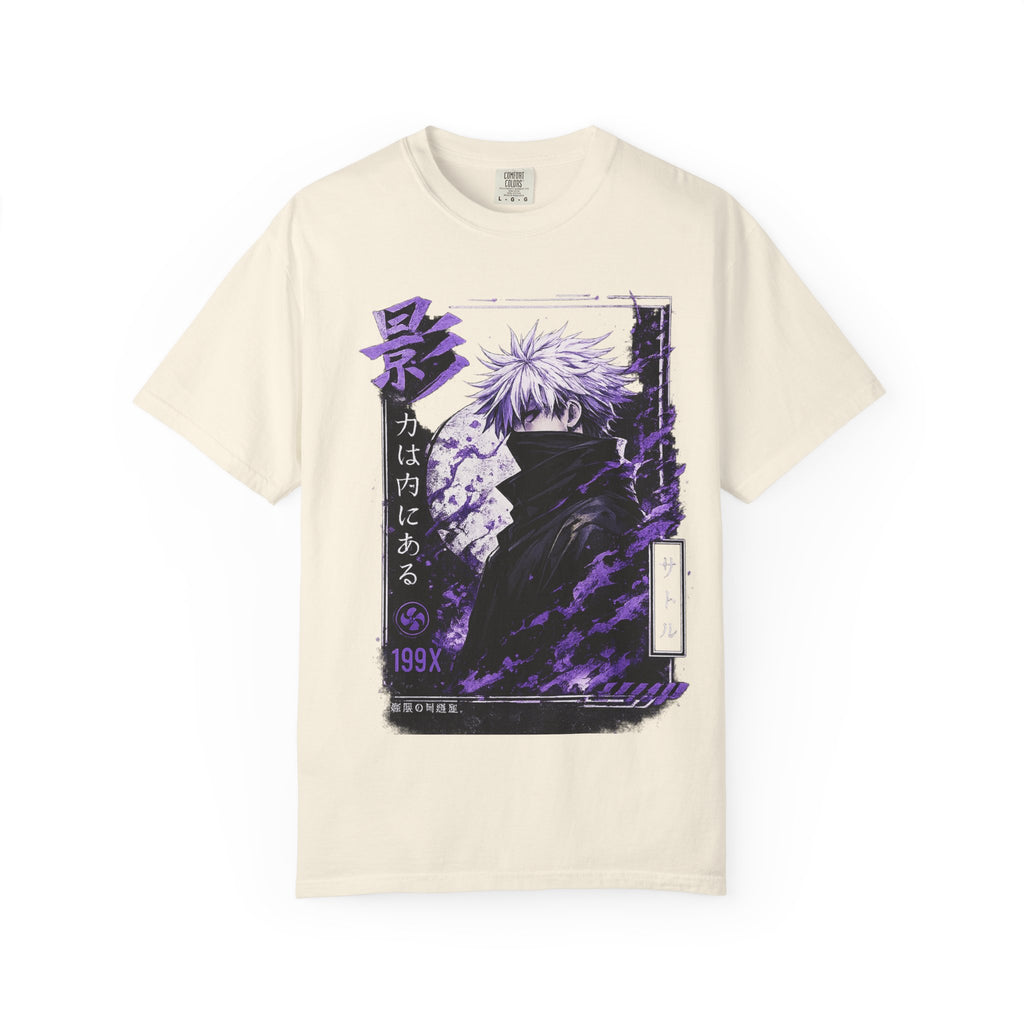 Anime Shadow Graphic T-Shirt — Purple Manga Character Tee