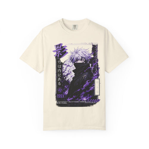 Anime Shadow Graphic T-Shirt — Purple Manga Character Tee