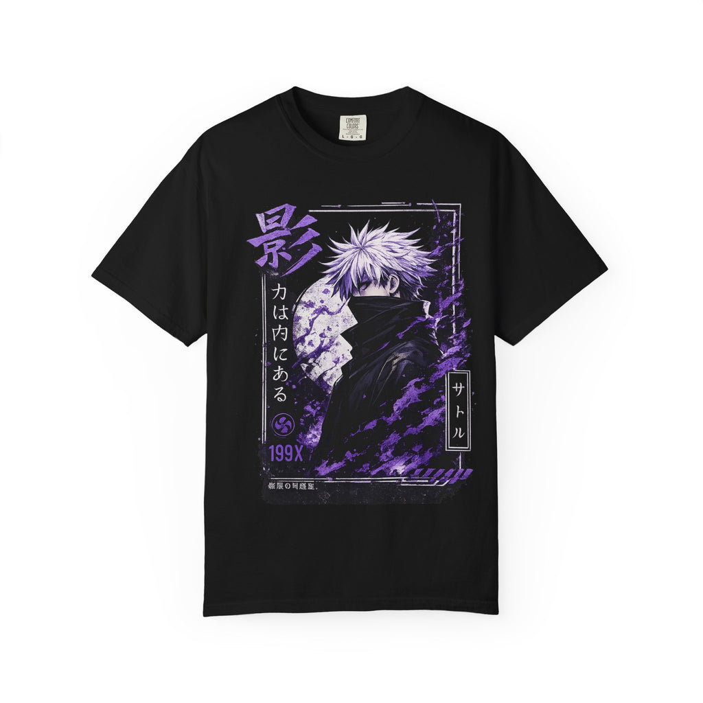 Anime Shadow Graphic T-Shirt — Purple Manga Character Tee