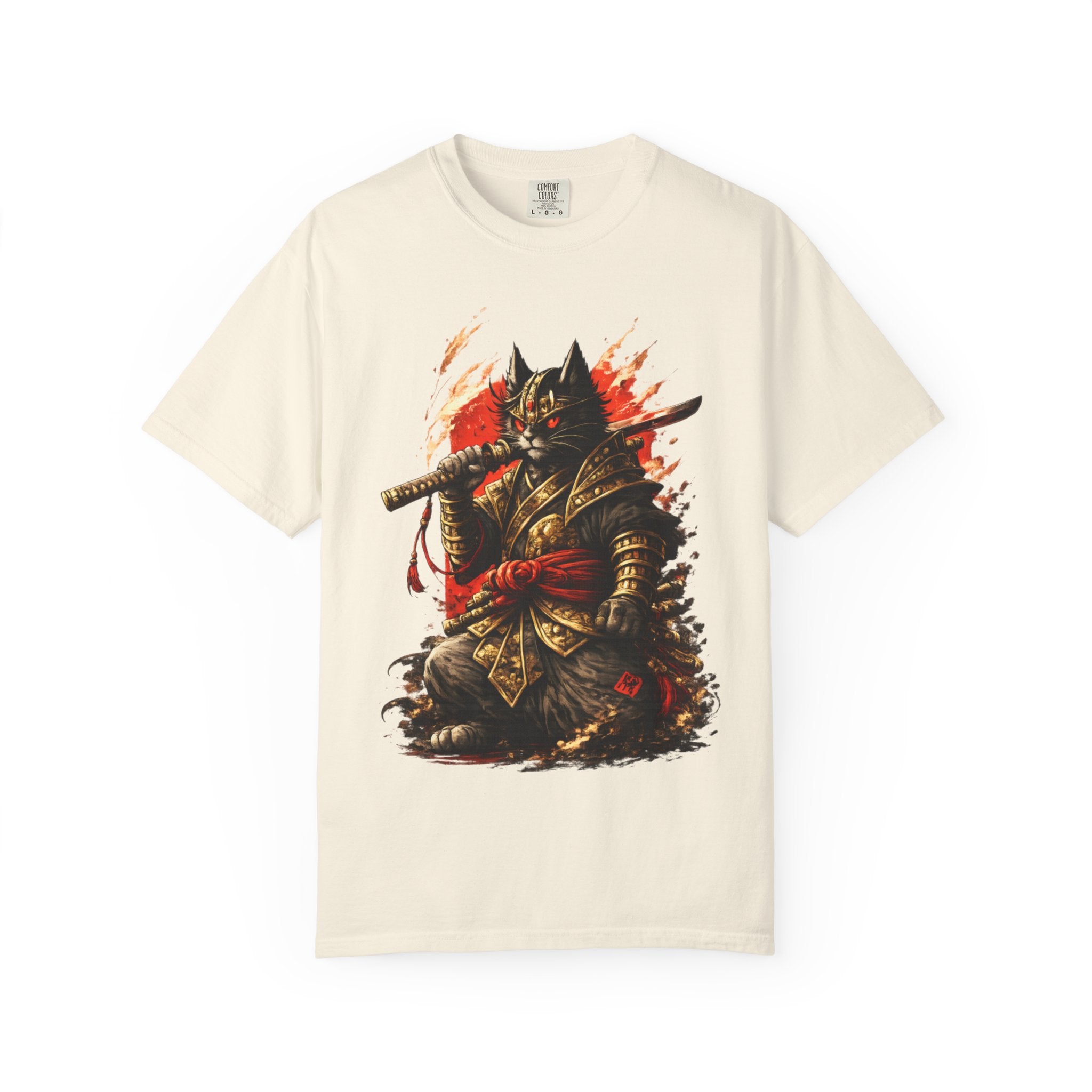 Samurai Cat T-Shirt — Warrior Kitsune Graphic Tee