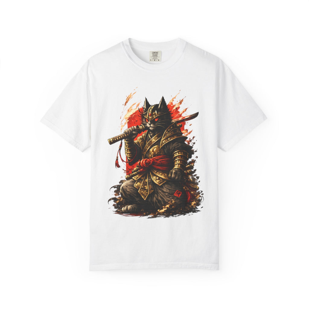 Samurai Cat T-Shirt — Warrior Kitsune Graphic Tee