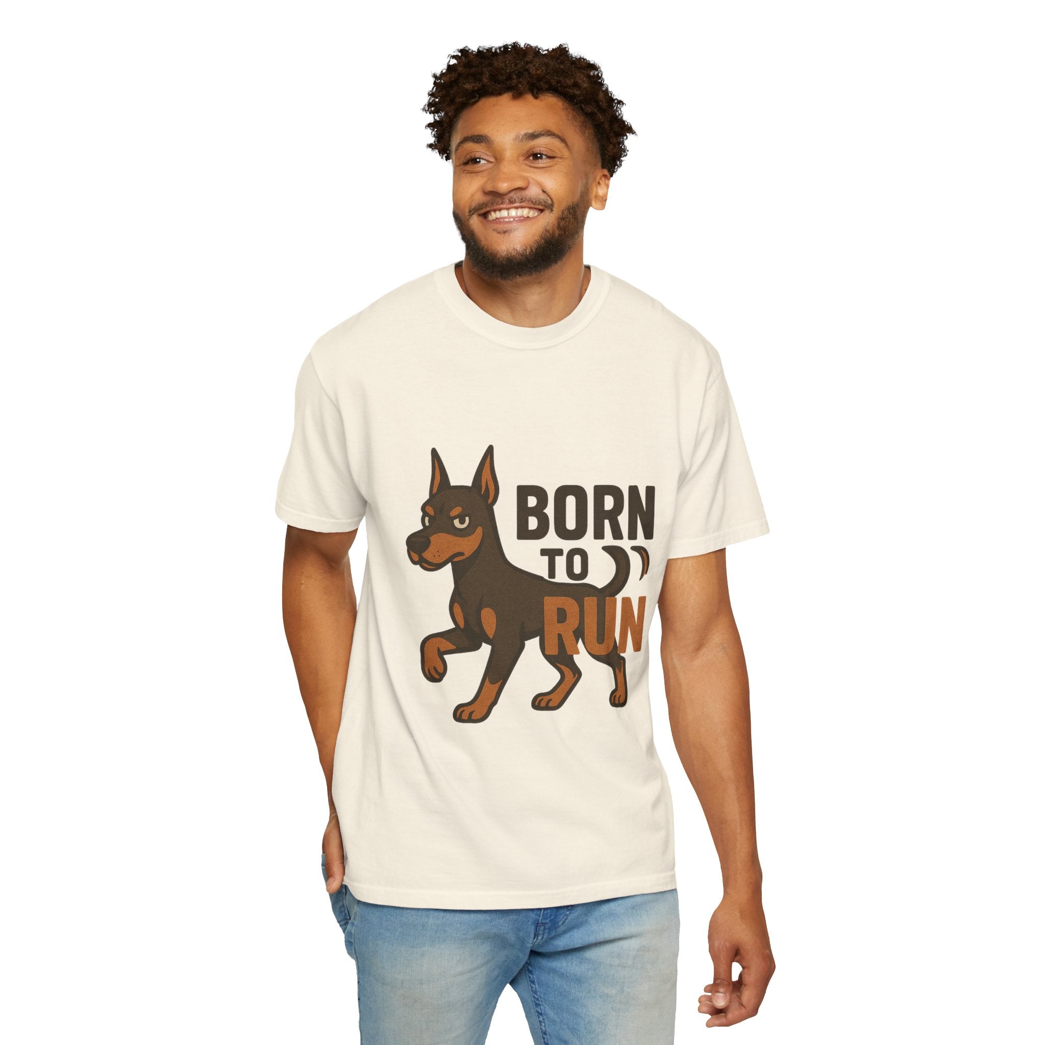 T-Shirt — "Born to Run" Doberman Graphic Tee