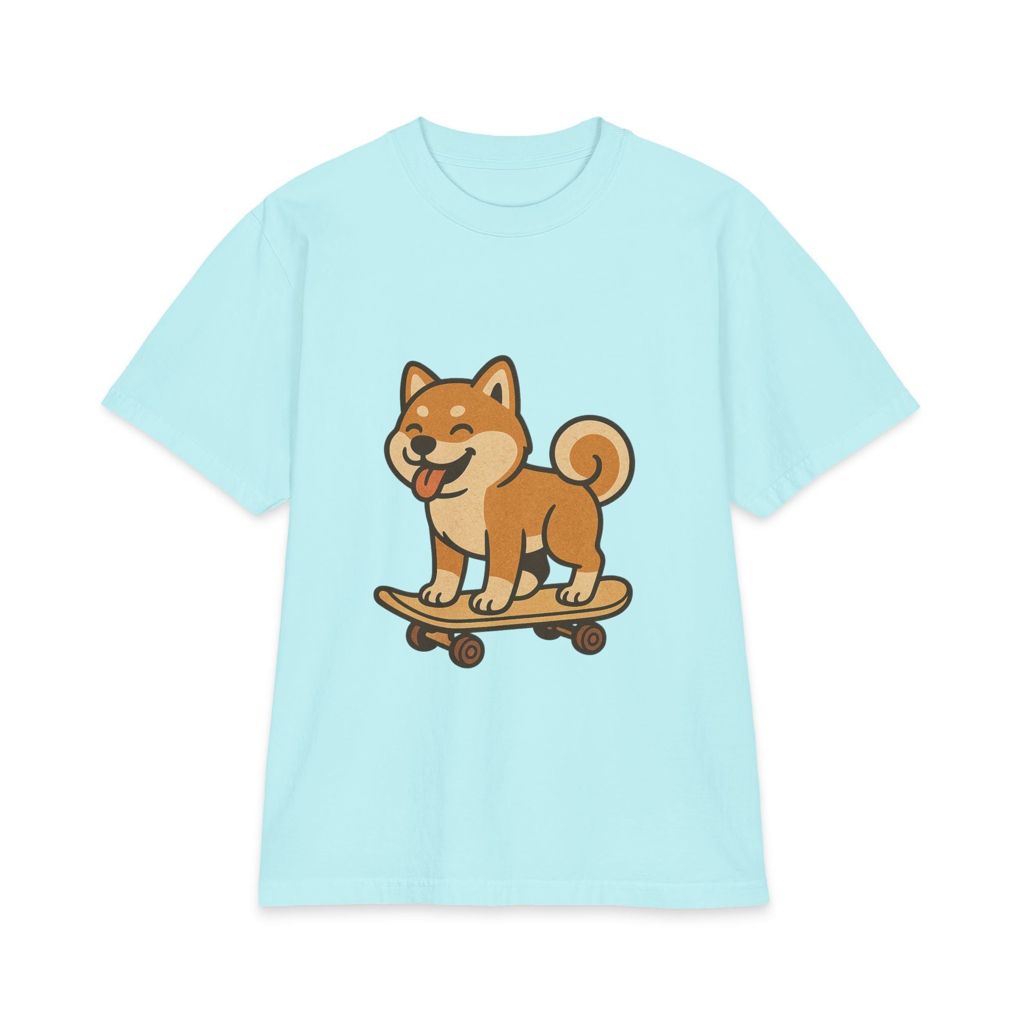 Shiba Inu Skateboard T‑Shirt — Cute Dog Skateboarder Graphic Tee