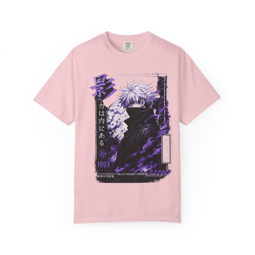 Anime Shadow Graphic T-Shirt — Purple Manga Character Tee