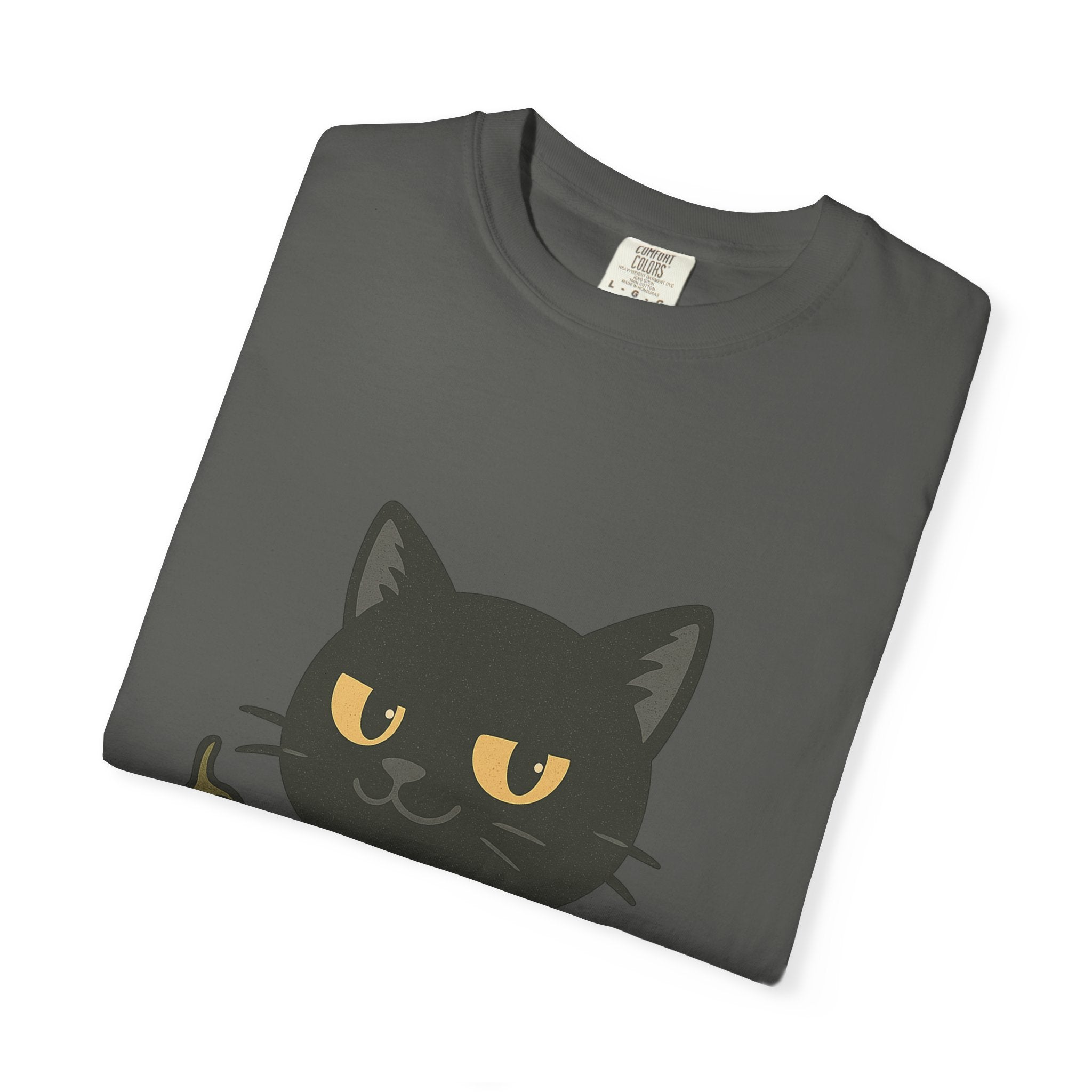 Black Cat Holding Hot Sauce T-Shirt — Cute Spicy Cat Graphic Tee
