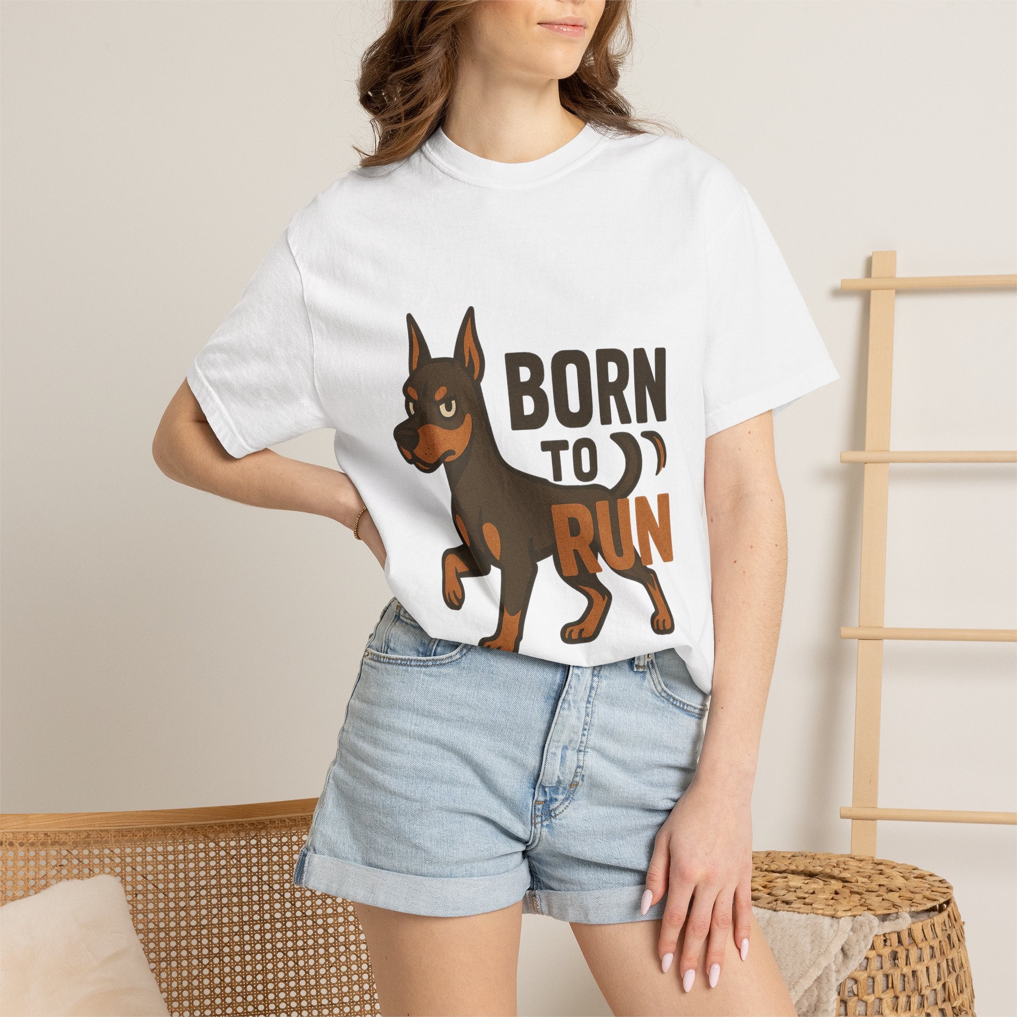 T-Shirt — "Born to Run" Doberman Graphic Tee